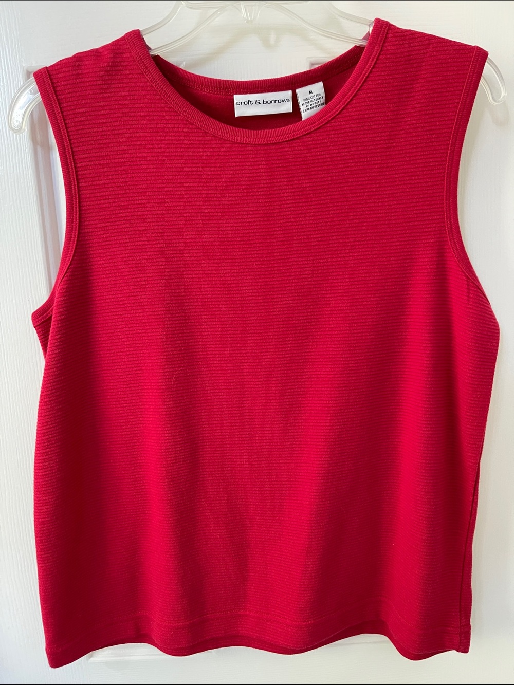 croft & barrow Women's Bright Red Sleeveless Ribbed Tank